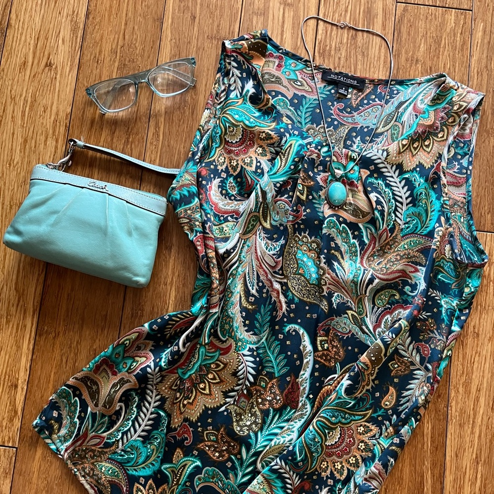 Faux Silk Blouse Top Sz S